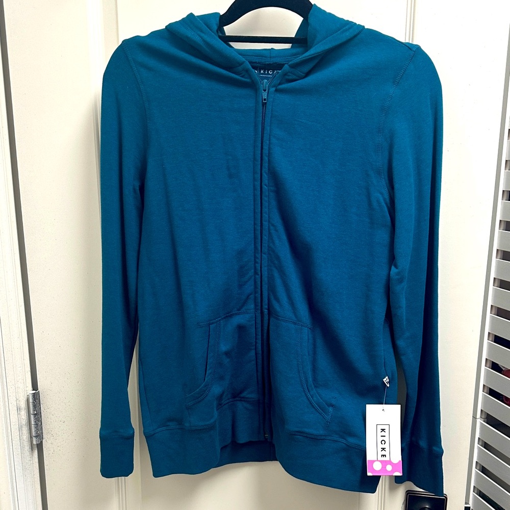 NWT Women’s Kickee Pants Deep Blue Peacock Hoodie Jacket SZ S